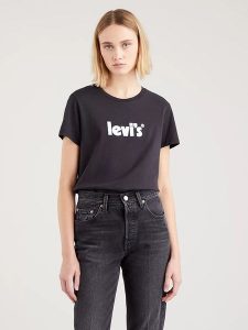 Levi´s Koszulka w kolorze czarnym rozmiar: M. Czarne bluzki m, bez wzorów, z bawełny, bez kołnierzyka, bez ramiączek. Za 92,21 zł.
