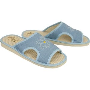 METEOR 012 MOTYL niebieski, kapcie damskie. Niebieskie kapcie Meteor, z aplikacjami. Za 44,99 zł.
