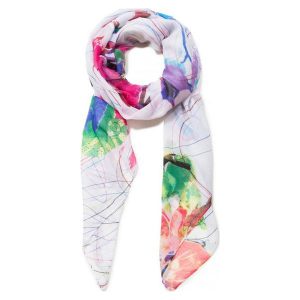 Desigual Damski Szal Foul Logomotion, Biały. Szaliki marki Desigual. Za 149,00 zł.