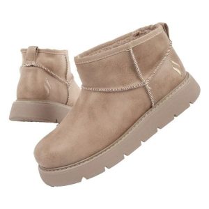 Buty śniegowce ocieplane Skechers 169018/TPE beżowe beżowy. Brązowe buty zimowe z materiału, przed kolano, bez obcasa, bez zapięcia. Za 368,00 zł.