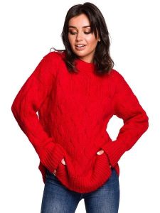 Be Wear Sweter w kolorze czerwonym rozmiar: L/XL. Czerwone swetry oversize Be Wear, l, bez wzorów, z wełny, bez ramiączek. Za 149,31 zł.