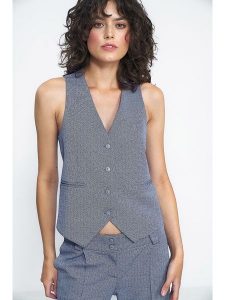 Nife Kamizelka w kolorze granatowo-białym rozmiar: 42. Białe kamizelki Nife, bez wzorów, bez kołnierzyka, bez ramiączek, bez kaptura. Za 195,77 zł.
