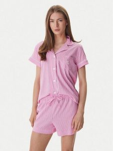 LAUREN RALPH LAUREN Piżama ILN12502 Różowy Regular Fit. Czerwone piżamy Lauren Ralph Lauren, bez wzorów, z bawełny, bez ramiączek. Za 449,99 zł.