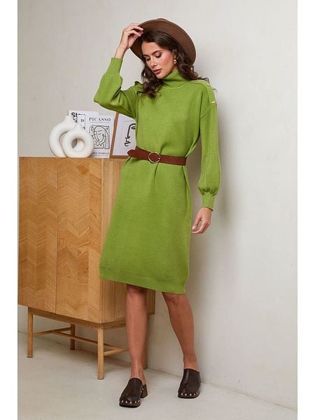 Soft Cashmere Sukienka dzianinowa w kolorze zielonym rozmiar: 38/40. Zielone sukienki Soft Cashmere, na co dzień, bez wzorów, z dzianiny, bez kołnierzyka, bez ramiączek, maxi, proste. Za 170,07 zł.