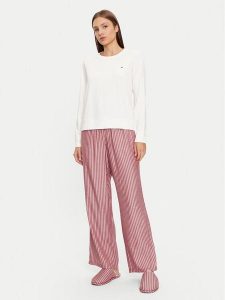 Tommy Hilfiger Piżama UW0UW04853 Czerwony Regular Fit. Czerwone piżamy TOMMY HILFIGER, bez wzorów, z bawełny, bez ramiączek. Za 449,99 zł.