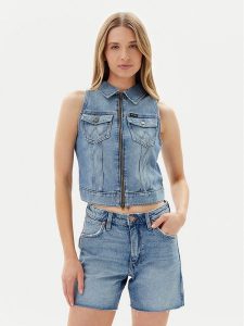 Wrangler Kamizelka 112362590 Niebieski Slim Fit. Niebieskie kamizelki Wrangler, xs, bez wzorów, z bawełny, bez kołnierzyka, bez ramiączek, bez kaptura. Za 159,00 zł.