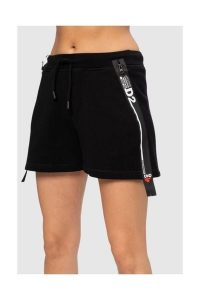 DSQUARED2 Czarne szorty damskie z zamkami, Rozmiar XS. Czarne szorty Dsquared2, bez wzorów, z bawełny. W wyprzedaży za 799,99 zł.