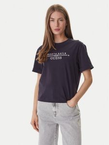 Guess T-Shirt GUESS x NORTH SAILS W6GI03 K2657 Granatowy Relaxed Fit. Niebieskie t-shirty Guess, s, z aplikacjami, z bawełny, bez kołnierzyka, bez ramiączek. Za 259,99 zł.