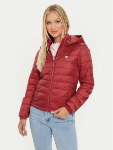 Guess Kurtka puchowa W4YL00 WG922 Czerwony Regular Fit. Czerwone kurtki Guess, xs, z aplikacjami, z puchu, bez kaptura. Za 479,99 zł.