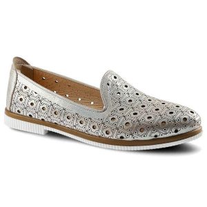 Półbuty damskie Artiker, wykonane z materiału o gładkiej powierzchni z geometrycznymi perforacjami z wsuwanym fasonem, złote, 46C0451. Żółte półbuty ARTIKER, bez wzorów, ze skóry, bez obcasa, na obcasie, bez zapięcia. Za 159,00 zł.