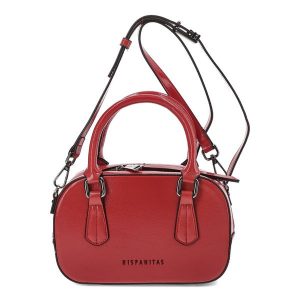 Czerwona Stylowa Torebka Hispanitas Elegancki Kuferek Damski. Czerwone kuferki Hispanitas, bez wzorów, ze skóry ekologicznej, na ramię, bez dodatków. Za 399,00 zł.