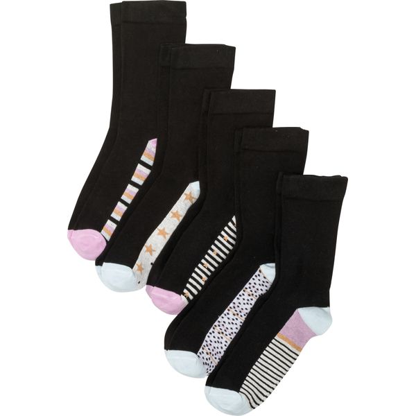 Skarpety z nieuciskającym ściągaczem (5 par), bawełna organiczna. Czarne skarpetki bonprix, bez wzorów, z bawełny. Za 62,99 zł.