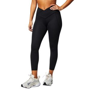 Legginsy 7/8 wysoki stan krzyżowane damskie Fabletics Oasis. Czarne legginsy FABLETICS, bez wzorów, z materiału, z podwyższonym stanem. Za 359,50 zł.