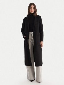 ViCOLO Płaszcz wełniany TF0002 Czarny Regular Fit. Czarne płaszcze ViCOLO, na zimę, s, bez wzorów, z syntetyku, bez kaptura. Za 939,99 zł.