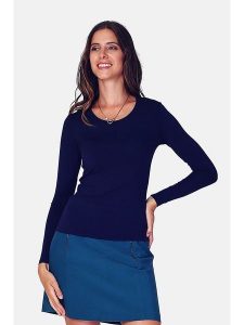 ASSUILI Koszulka w kolorze granatowym rozmiar: 38. Niebieskie bluzki Assuili, bez wzorów, klasyczne, bez kołnierzyka, bez ramiączek. Za 83,62 zł.