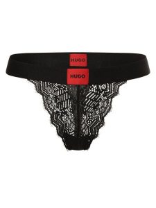 HUGO Stringi Kobiety Koronka czarny, S. Czarne stringi Hugo, bez wzorów, z koronki. Za 129,95 zł.