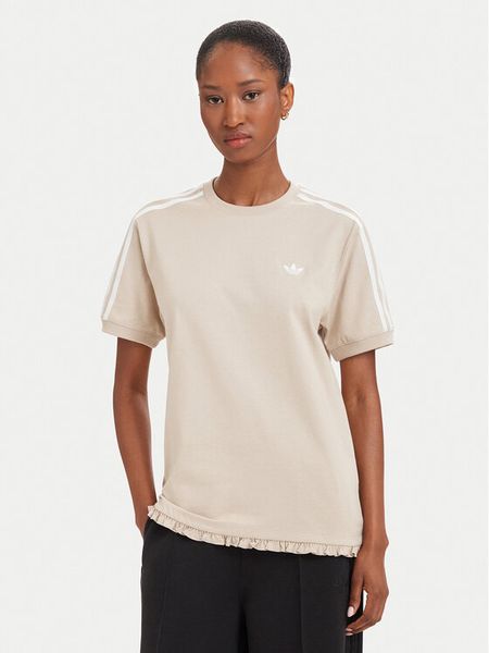 Adidas T-Shirt Pleated 3S LG4315 Beżowy Regular Fit. Brązowe t-shirty ADIDAS, s, bez wzorów, z bawełny, bez kołnierzyka, bez ramiączek. Za 179,99 zł.
