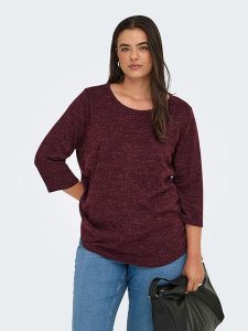 ONLY Bluzka w kolorze bordowym rozmiar: L-50/52. Czerwone bluzki ONLY, l, bez wzorów, bez kołnierzyka, bez ramiączek. Za 79,03 zł.