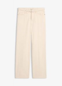 Luźne jeansy straight, mid waist, z bawełny. Brązowe jeansy bonprix, bez wzorów, z bawełny. Za 47,99 zł.