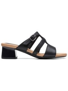 Clarks Skórzane klapki "Desirae Palm" w kolorze czarnym rozmiar: 37. Czarne klapki Clarks, bez wzorów, z otwartym noskiem, bez obcasa. Za 184,46 zł.