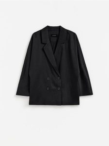 Marynarka oversize z lyocellu - czarny. Czarne marynarki i żakiety Reserved, l, bez wzorów, z lyocellu. Za 199,99 zł.