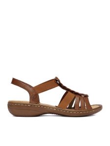 Rieker Sandały CEO-60809-24 Brązowy. Brązowe sandały Rieker, bez wzorów, ze skóry, bez obcasa, na płaskiej podeszwie, bez zapięcia. Za 299,99 zł.