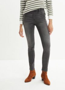 Jegginsy Mid Waist. Niebieskie jeansy bonprix, bez wzorów, z jeansu. Za 97,99 zł.