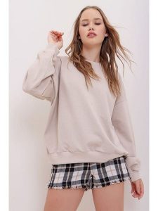 Trend Alacati Bluza w kolorze beżowym rozmiar: L. Brązowe bluzy Trend Alacati, l, bez wzorów, z bawełny, bez kaptura. Za 83,22 zł.