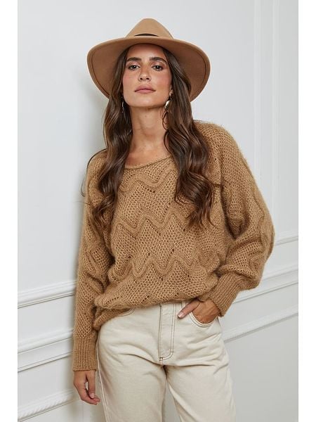 L'armoire de Suzette Sweter w kolorze karmelowym rozmiar: 36/38. Brązowe swetry oversize L'armoire de Suzette, l, bez wzorów, ze splotem, bez ramiączek. Za 100,52 zł.