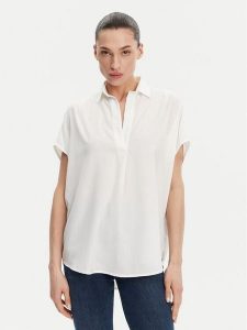 French Connection Bluzka 72MZN Biały Relaxed Fit. Białe bluzki French Connection, s, bez wzorów, z syntetyku, bez kołnierzyka, bez ramiączek. Za 129,99 zł.