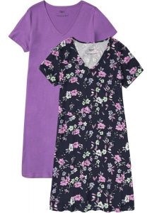 Bawełniana, krótka koszula nocna (2 szt.). Fioletowe koszule nocne bonprix, bez wzorów, z bawełny, bez ramiączek. Za 109,98 zł.