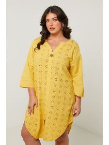 Curvy Lady Sukienka w kolorze żółtym rozmiar: 40/42. Żółte sukienki Curvy Lady, bez wzorów, klasyczne, bez kołnierzyka, bez ramiączek, midi. Za 132,05 zł.