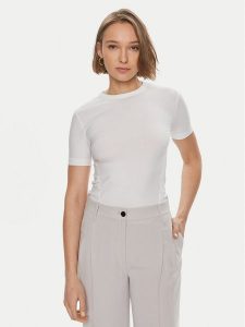 Calvin Klein T-Shirt K20K206553 Biały Slim Fit. Białe t-shirty Calvin Klein, xxs, bez wzorów, bez kołnierzyka, bez ramiączek. Za 209,99 zł.