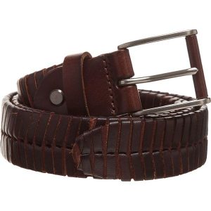 Skórzany pasek "Woven IV" w kolorze brązowym. Brązowe paski marki FREDsBRUDER, bez wzorów, z materiału. W wyprzedaży za 85,95 zł.