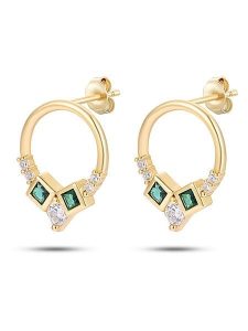 DI GIORGIO Pozłacane kolczyki-wkrętki z cyrkoniami rozmiar: onesize. Zielone kolczyki DI GIORGIO, z cyrkonią, pozłacane. Za 304,99 zł.