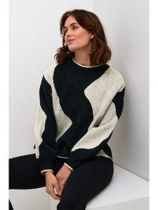 Kaffe Sweter w kolorze czarno-jasnoszarym rozmiar: XL. Czarne swetry oversize Kaffe, xl, bez wzorów, ze splotem, bez ramiączek. Za 225,45 zł.
