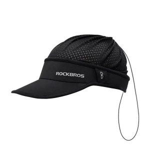 Sportowa czapka z daszkiem unisex Rockbros 18230003001 czarna. Czarne czapki ROCKBROS, bez wzorów, z materiału, sportowe. Za 64,00 zł.