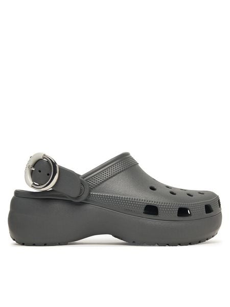 Crocs Klapki Classic Platform Buckle Clog 213230 Szary. Szare klapki Crocs, bez wzorów, z tworzywa sztucznego, bez obcasa. Za 299,99 zł.