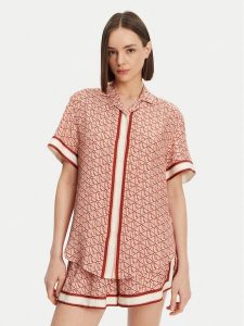Lacoste Koszula CF0495 Pomarańczowy Oversize. Brązowe koszule Lacoste, bez wzorów, z wiskozy, bez kołnierzyka, bez ramiączek. Za 409,99 zł.