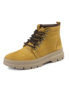 Natural world Skórzane botki w kolorze musztardowym rozmiar: 37. Żółte botki Natural World, bez wzorów, z wełny, bez obcasa, bez zapięcia. Za 150,95 zł.