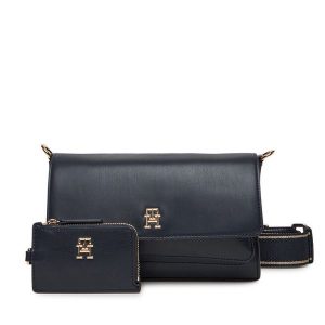 Torebka Tommy Hilfiger. Niebieskie listonoszki TOMMY HILFIGER, bez wzorów, bez dodatków. Za 319,99 zł.