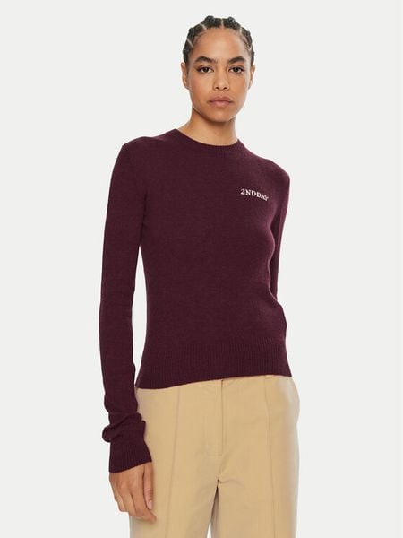 2NDDAY Sweter Lance 2245343408 Bordowy Regular Fit. Czerwone swetry klasyczne 2NDDAY, m, z wiskozy, bez kołnierzyka. Za 269,99 zł.