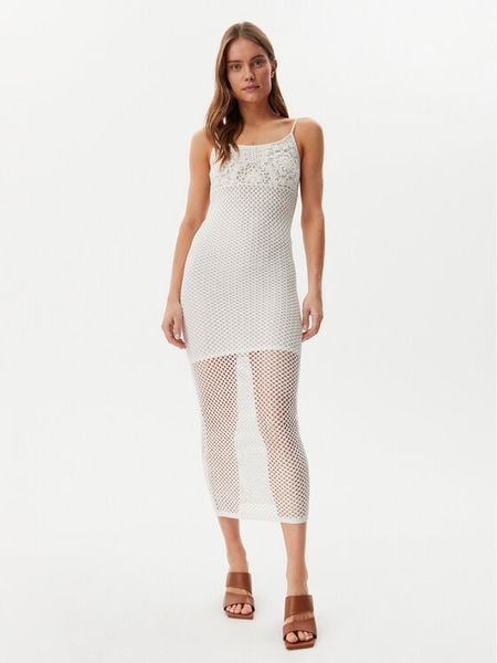 Guess Sukienka letnia E5GK07 Z3N30 Biały Regular Fit. Białe kombinezony Guess, na lato, l, z aplikacjami, z syntetyku, bez kołnierzyka, bez ramiączek. Za 229,99 zł.