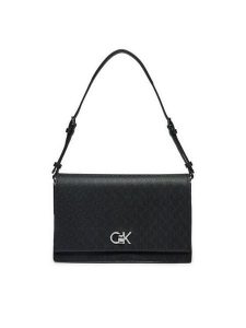 Calvin Klein Torebka Ck Elongated Shoulder Bag_Mono K60K613139 Czarny. Czarne torebki klasyczne Calvin Klein, bez wzorów, ze skóry, bez dodatków. Za 309,99 zł.