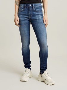 G-Star Dżinsy "Lhana" - Skinny fit - w kolorze niebieskim rozmiar: W30/L34. Niebieskie jeansy G-Star, z aplikacjami. Za 219,60 zł.