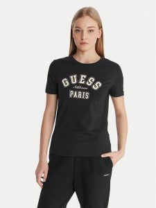 Guess T-Shirt V6RI15 J1314 Czarny Regular Fit. Czarne t-shirty Guess, xl, z aplikacjami, z bawełny, bez kołnierzyka, bez ramiączek. Za 179,99 zł.