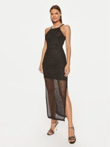 Guess Sukienka letnia W4YK50 Z37G0 Czarny Bodycon Fit. Czarne kombinezony Guess, na lato, xxl, z aplikacjami, z syntetyku, bez kołnierzyka, bez ramiączek, bodycon. Za 529,99 zł.