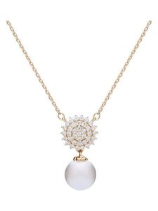 U.S. Polo Assn. Pozłacany naszyjnik perłą i kryształami - dł. 40 cm rozmiar: onesize. Białe naszyjniki U.S. Polo Assn., z kryształem, metalowe. Za 86,99 zł.