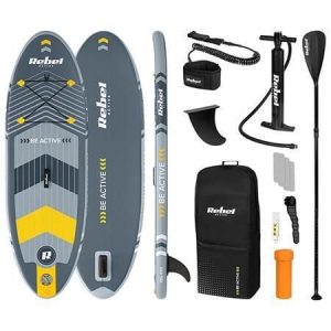 Deska SUP pompowana do pływania 244 cm wiosło Rebel zestaw pompka plecak. Szare plecaki REBEL. Za 579,00 zł.