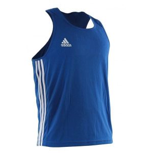 Tank top adidas Aiba. Niebieskie topy ADIDAS, l, bez wzorów, sportowe, bez kołnierzyka, bez ramiączek. Za 133,00 zł.